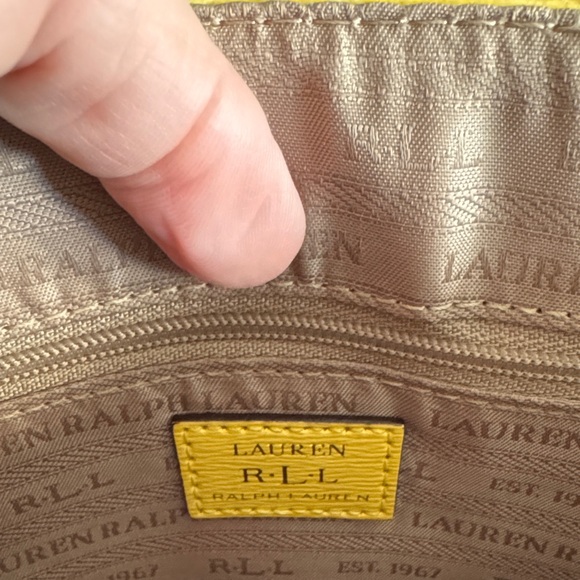 Lauren Ralph Lauren Yellow Leather Crossbody Messenger Bag - Picture 6 of 12
